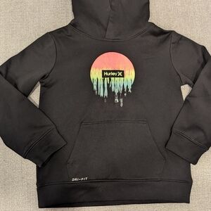 Hurley Kids Boy's Pullover Hoodie Black with Print Dri-Fit, size 6 (5-6 yr)